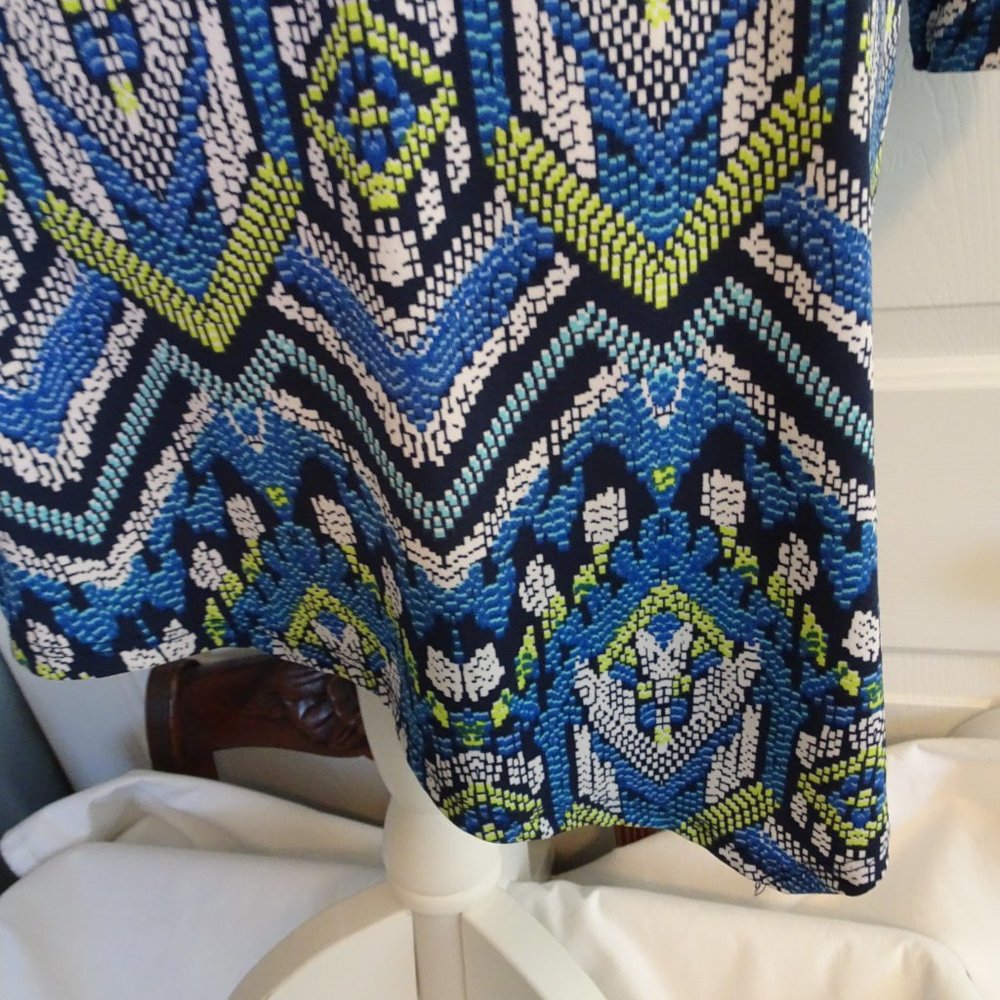 Alfred Dunner Plus Size XL Geometric Tunic Top-New-Sleeve Open Cutwork - Picture 4 of 9